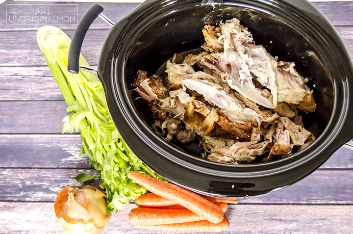 How to make the most delicious chicken stock in your crock pot with a rotisserie chicken - so cheap and easy! | crock pot chicken stock | rotisserie chicken stock | budget friendly meal planning