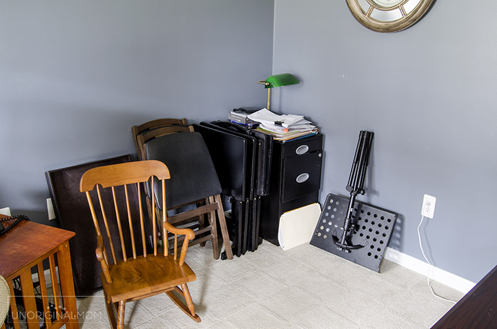 Before photos, design plan and mood board for an industrial farmhouse office/music room makeover!