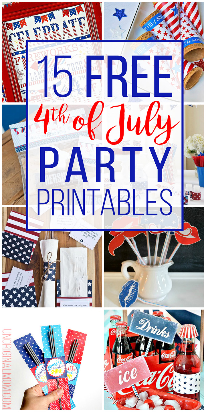 A bunch of great FREE printables for your 4th of July Party! | patriotic printables | patriotic party decor | red white and blue printables | free printables | memorial day party printables | 4th of july | independence day