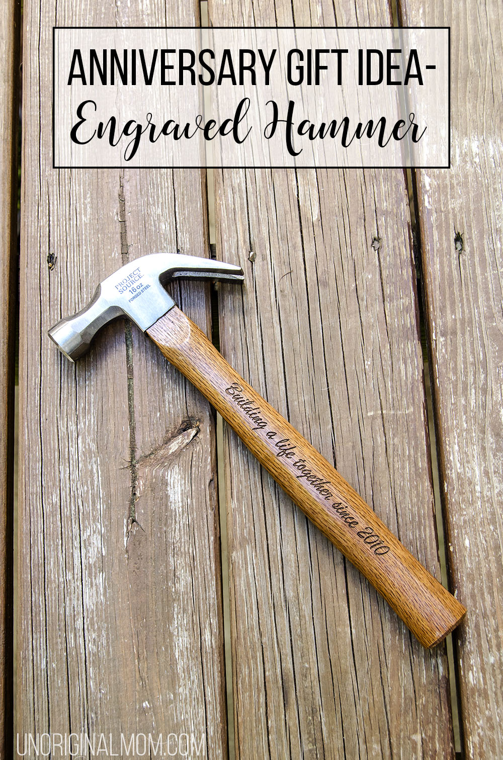 What a unique anniversary gift idea - a wood handled engraved hammer! Perfect for a 5th anniversary - wood! | Building a life together | 5th anniversary gift idea 