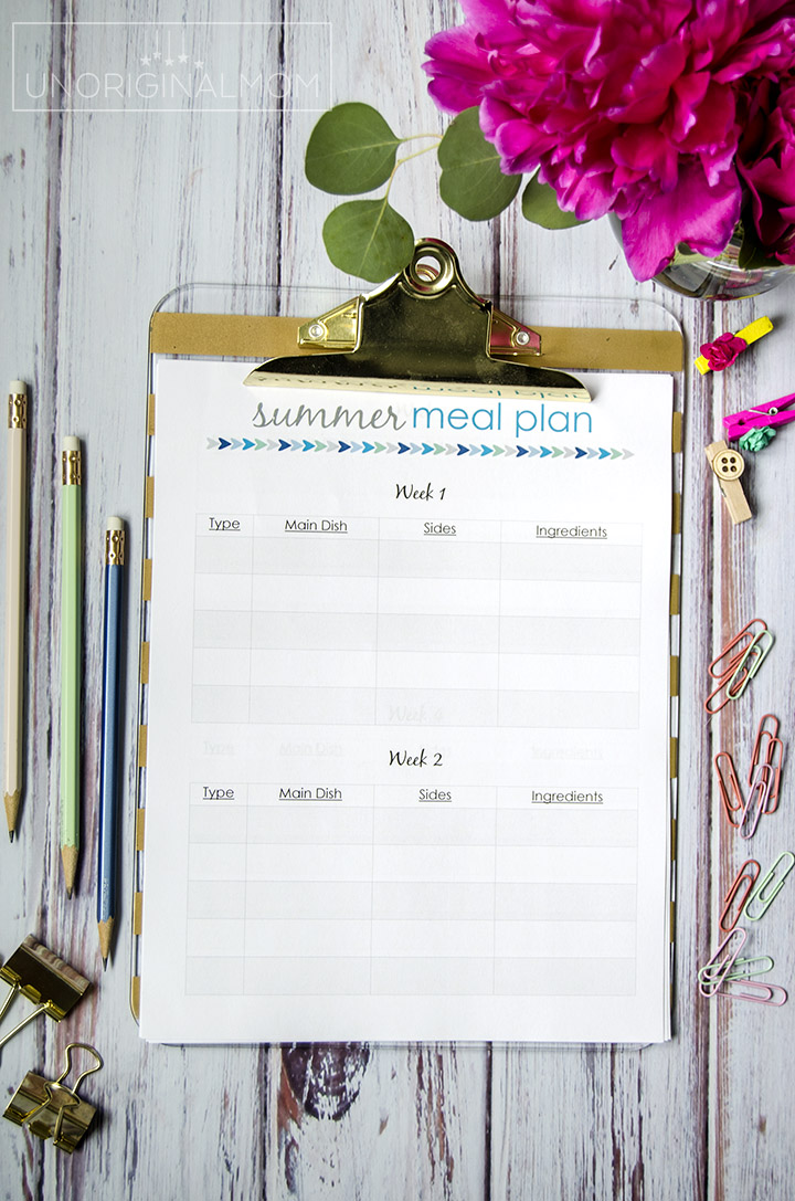 Plan out your dinners for the WHOLE summer at one time - it's easier than you think! Plus there's a free printable summer meal planner and a free google doc to get organized. | summer meal planning | free meal planner | printable meal planner | organized summer | summer plans