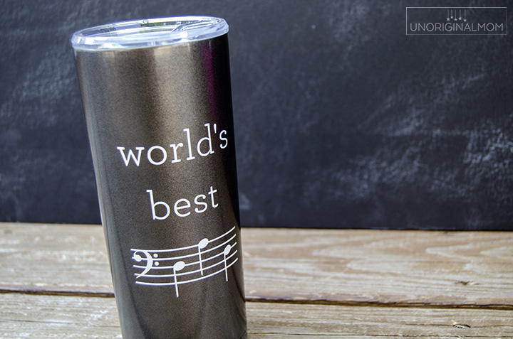 World's Best Dad mug for a music-loving dad - D-A-D is spelled out in music notes! Free Silhouette cut file, too! | world's best dad | music loving dad | musical father's day gift | bass clef d-a-d | father's day silhouette cut file 