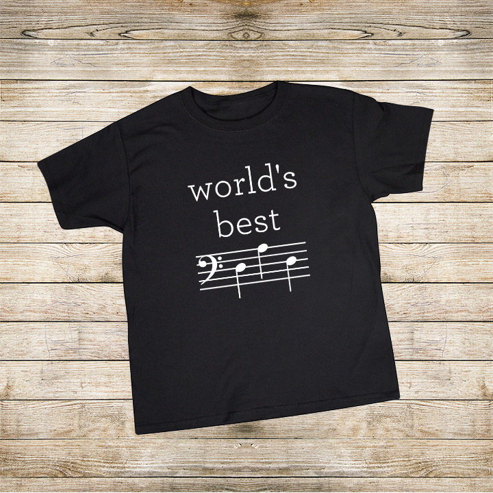 World's Best Dad t-shirt for a music-loving dad - D-A-D is spelled out in music notes! Free Silhouette cut file, too! | world's best dad | music loving dad | musical father's day gift | bass clef d-a-d | father's day silhouette cut file 