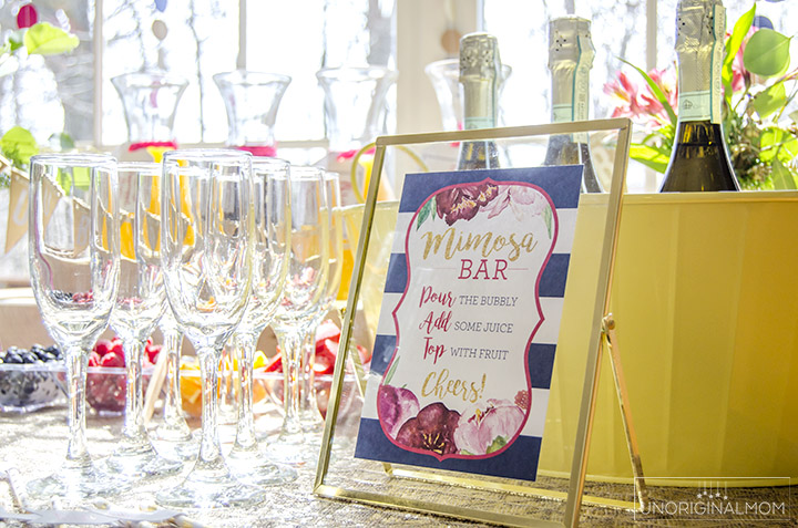 Mimosa Bar setup and free shower printables