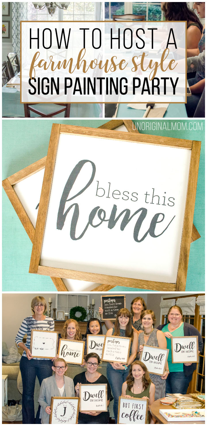 How to host a sign painting party to make farmhouse style painted signs. So much fun! | sign painting party | farmhouse signs | ladies craft night | craft party | craft night ideas | sip n paint party