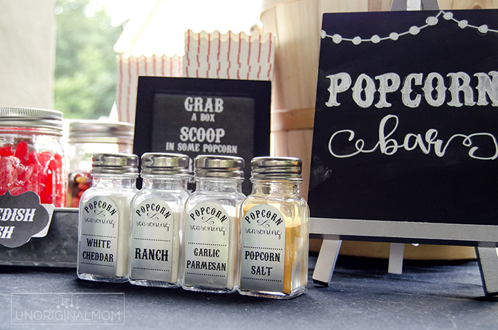 Outdoor Movie Night Popcorn Bar with Free Printables - unOriginal Mom