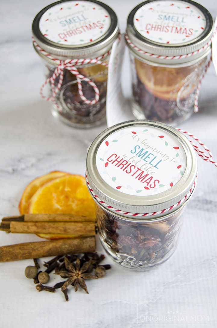 Easy Christmas Potpourri Gift Jars With Free Printable Tags