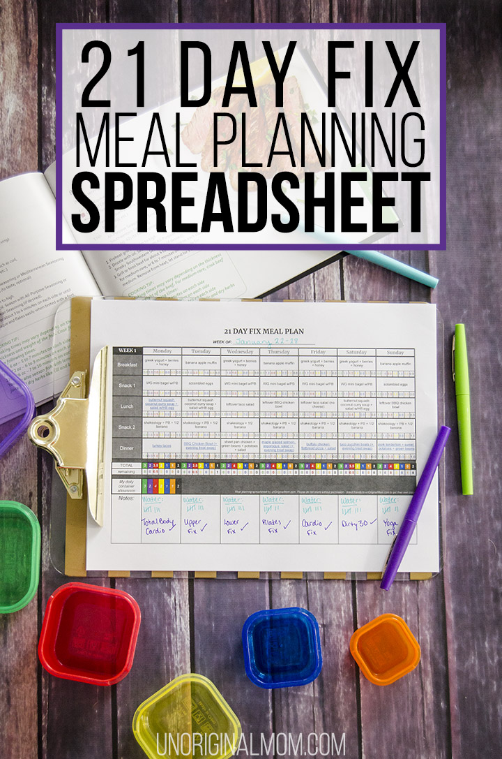 21 Day Fix Meal Plan Spreadsheet - Free Self-Calculating Google