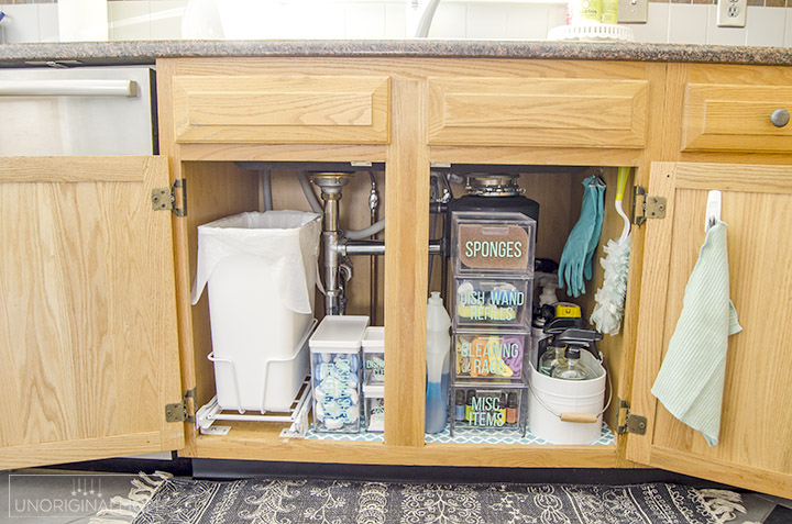 Under the Sink Organization: Before and After! - unOriginal Mom  Under the  sink organization, Kitchen organization diy, Kitchen cabinet organization