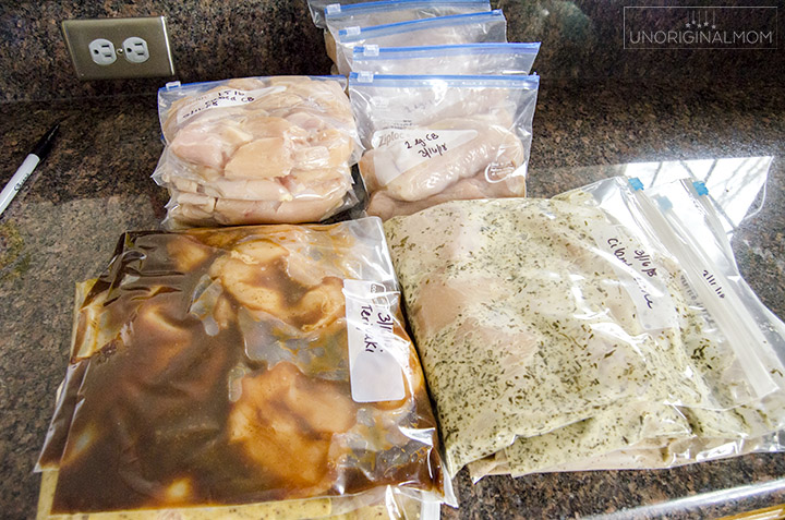 Chicken Freezer Prep Ideas: how I prepped 40 pounds of raw chicken breasts from Zaycon Fresh for quick and easy meal prep! #chicken #freezermealprep #zaycon #zayconfresh