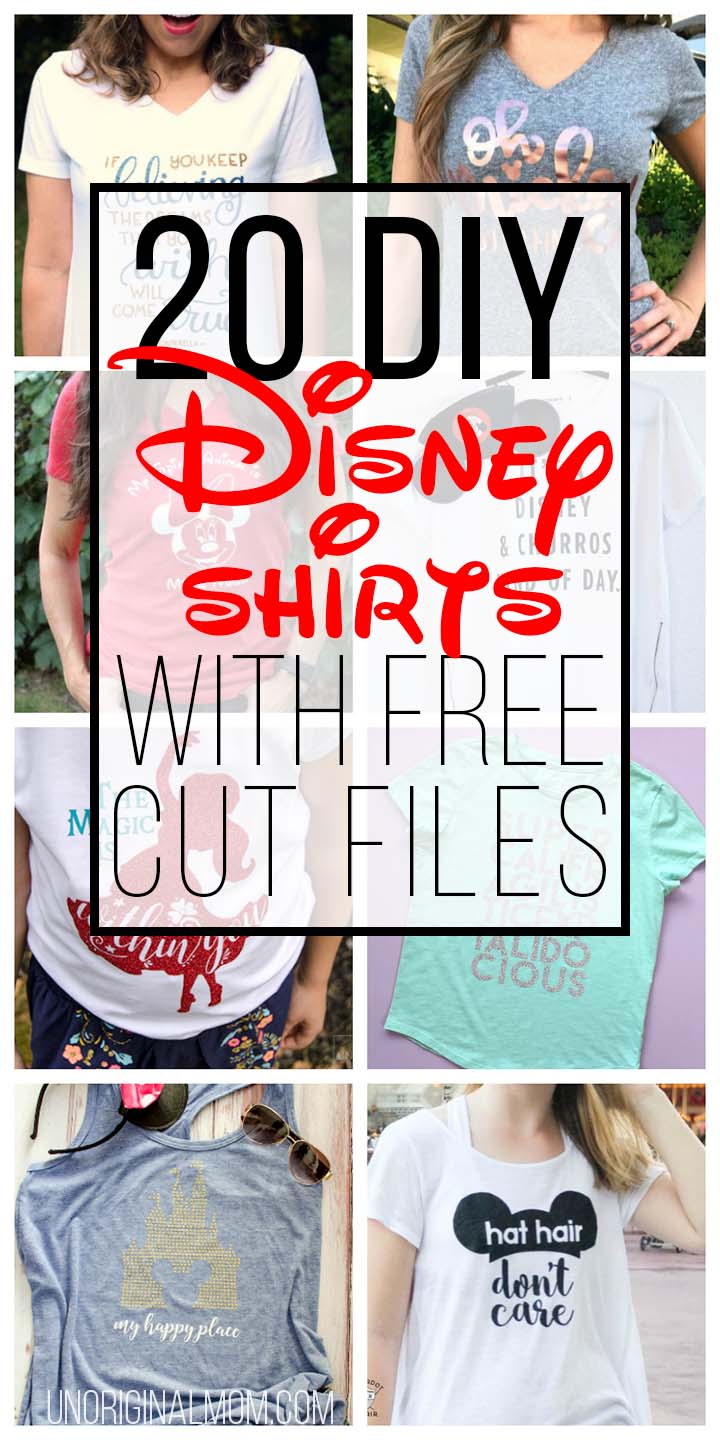 Great ideas for DIY Disney Shirts with free cut files for your Silhouette or Cricut! #disney #disneyshirts #silhouette #cricut