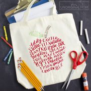 DIY Teacher Gift: Hand Lettered Class List Tote