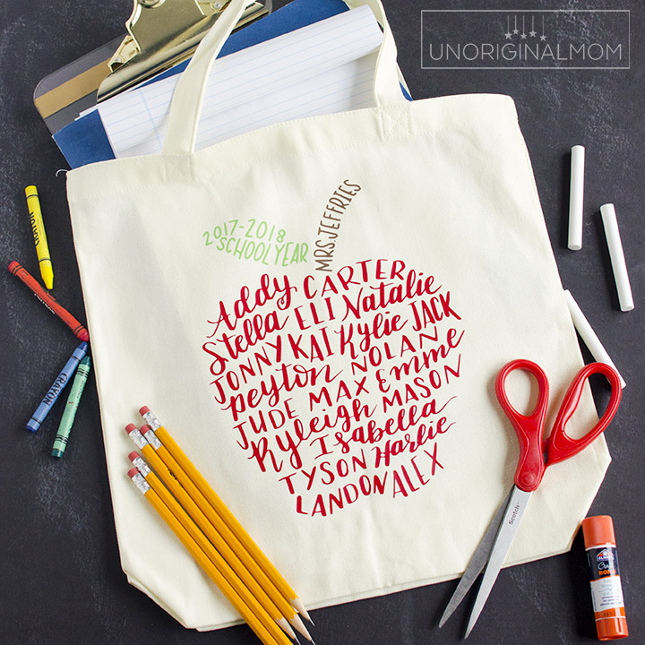 Customized Teacher Tote Bag Christmas Gift Idea with the Cricut Easy Press  2 - Tips from a Typical Mom