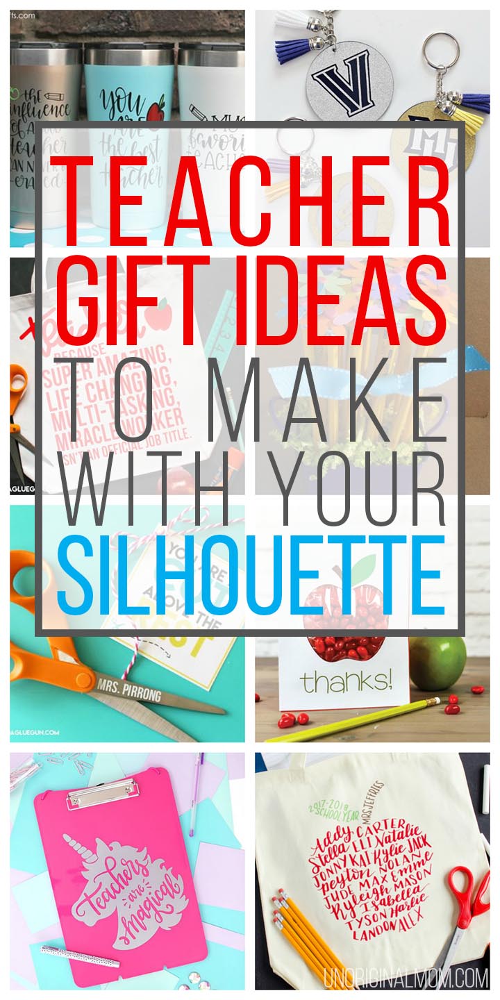 20 creative teacher gifts to make with your Silhouette or Cricut craft cutting machine! Whip up a personalized teacher appreciation gift in no time. #teacherappreciation #teachergifts #silhouette #cricut