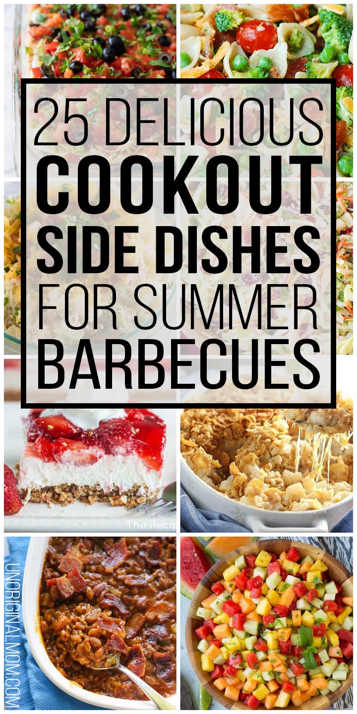 Delicious and easy cookout side dishes to take to a summer barbecue. Perfect for potlucks or backyard entertaining! #summer #cookouts #sidedishes #potlucks #barbecue