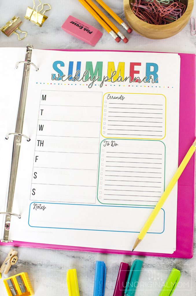 Printable Summer Planner + Free Summer Calendar unOriginal Mom