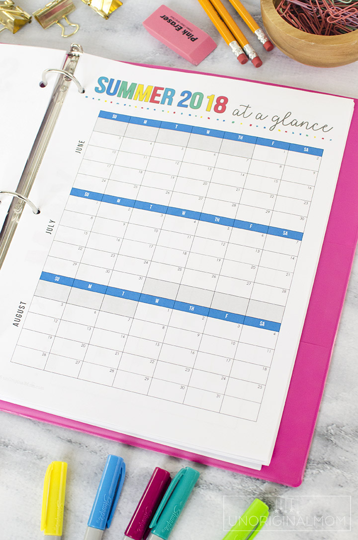 Printable Summer Planner Free Summer Calendar UnOriginal Mom