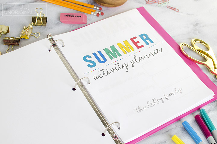 Printable summer activity planning binder - perfect for summer planning, setting goals, and more! #summerplanner