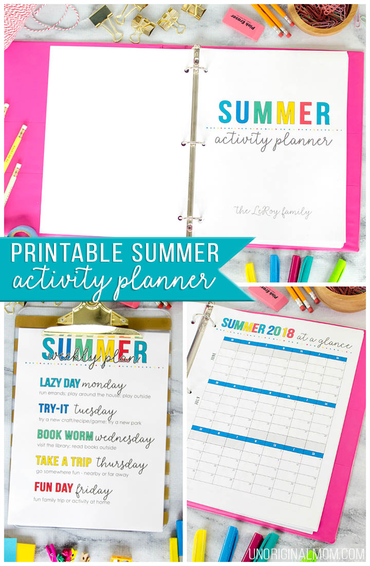 Printable summer activity planning binder - perfect for summer planning, setting goals, and more! #summerplanner