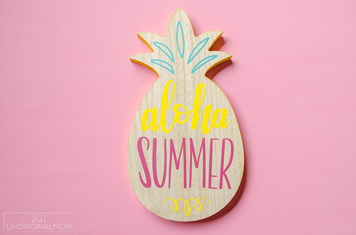 Aloha Summer hand lettered cut file - cute vinyl on a pineapple from the Target dollar spot!