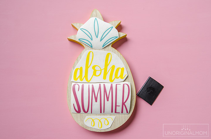 Aloha Summer hand lettered cut file - cute vinyl on a pineapple from the Target dollar spot!