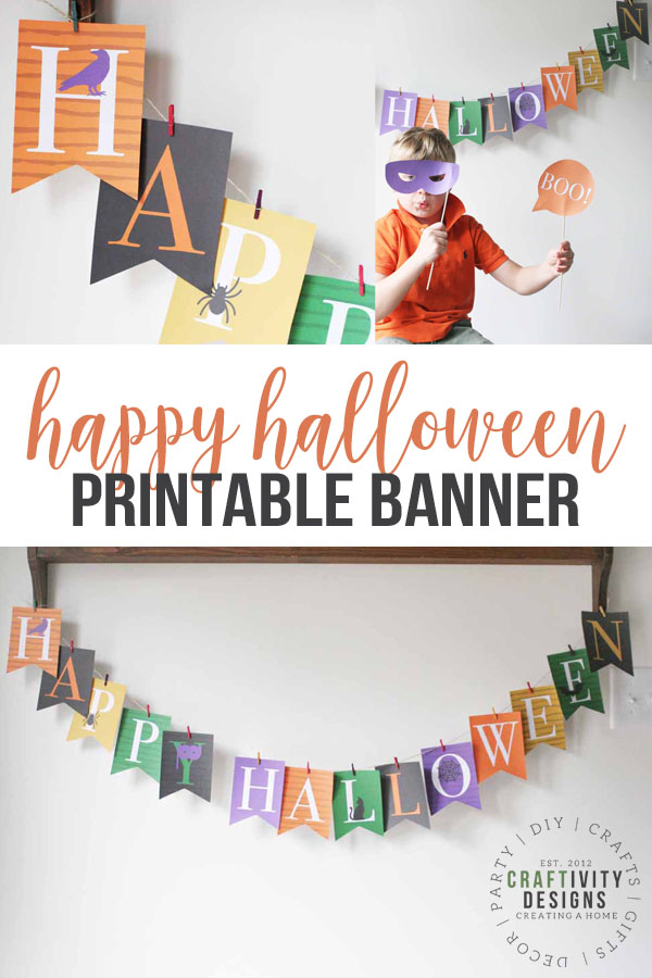 Super cute free printable Happy Halloween banner - perfect for Halloween parties! #halloween #printable #happyhalloween