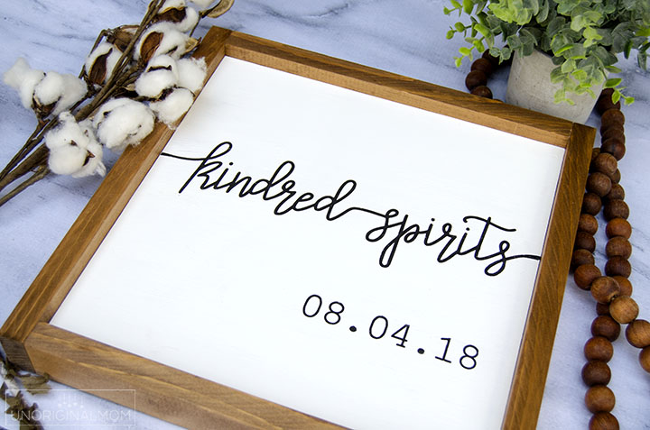 Use this Kindred Spirits cut file and SVG with your Silhouette or Cricut to make a unique and personal wedding or anniversary gift! #kindredspirits #cutfile #silhouette #cricut #weddinggift