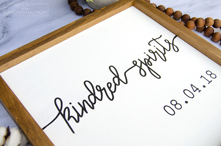 Use this Kindred Spirits cut file and SVG with your Silhouette or Cricut to make a unique and personal wedding or anniversary gift! #kindredspirits #cutfile #silhouette #cricut #weddinggift