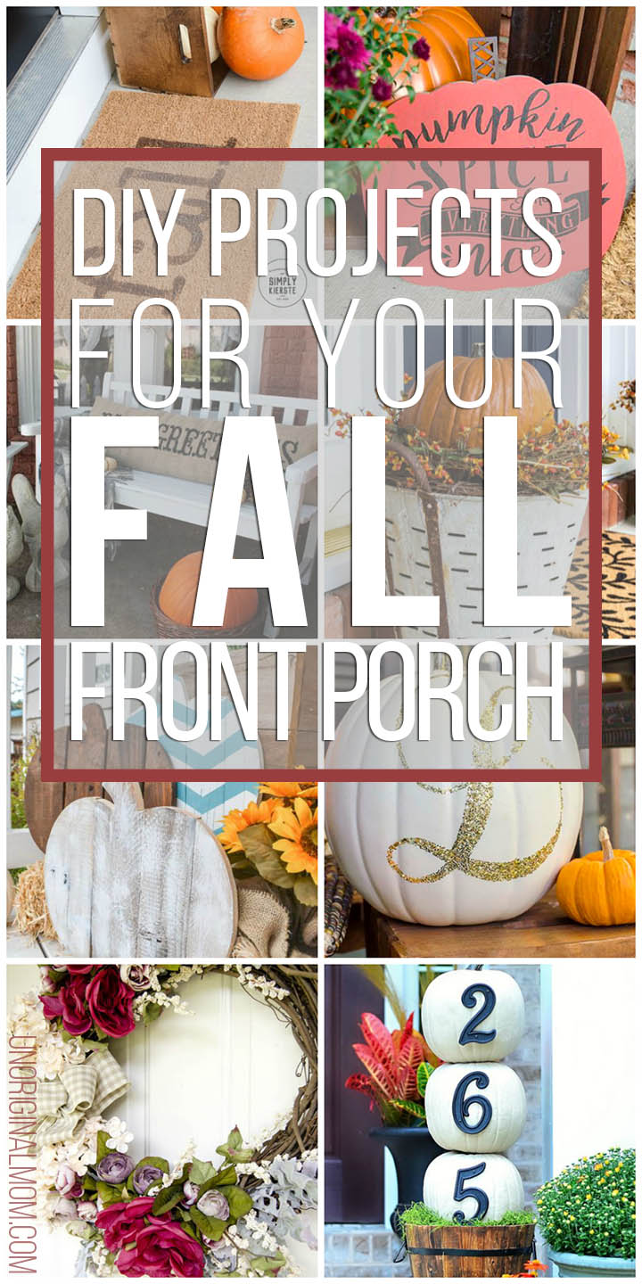 DIY project ideas to make for your fall front porch! Save money AND have the cutest fall front porch on the block. #falldecor #fallfrontporch #falldiys