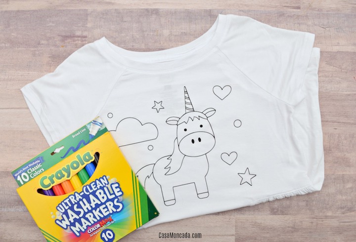 ANY NAME Personalised Unicorn Colouring T-Shirt washable colour me fun activity for kids children etc