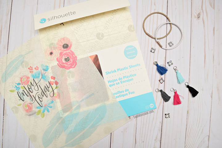 Silhouette Shrink Plastic Tutorial - use shrinky dink sheets to make this adorable floral charm bracelet!