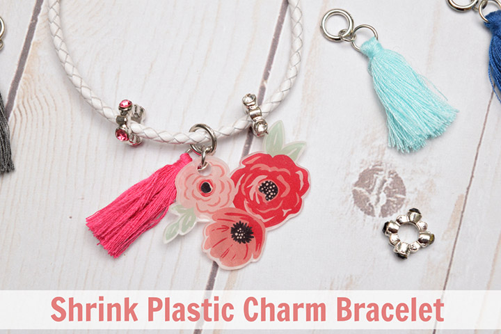Silhouette Shrink Plastic Tutorial - use shrinky dink sheets to make this adorable floral charm bracelet!