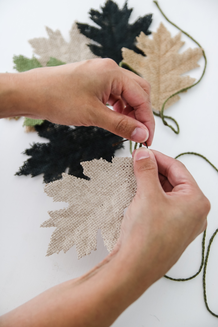 Make an easy DIY burlap leaf garland as simple fall decor - great for minimalist decorating!