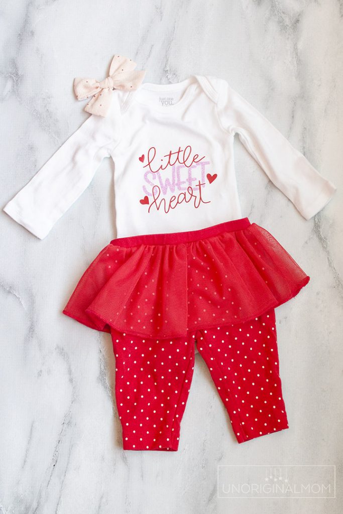 "Little Sweetheart" Valentine's Onesie Cut File unOriginal Mom