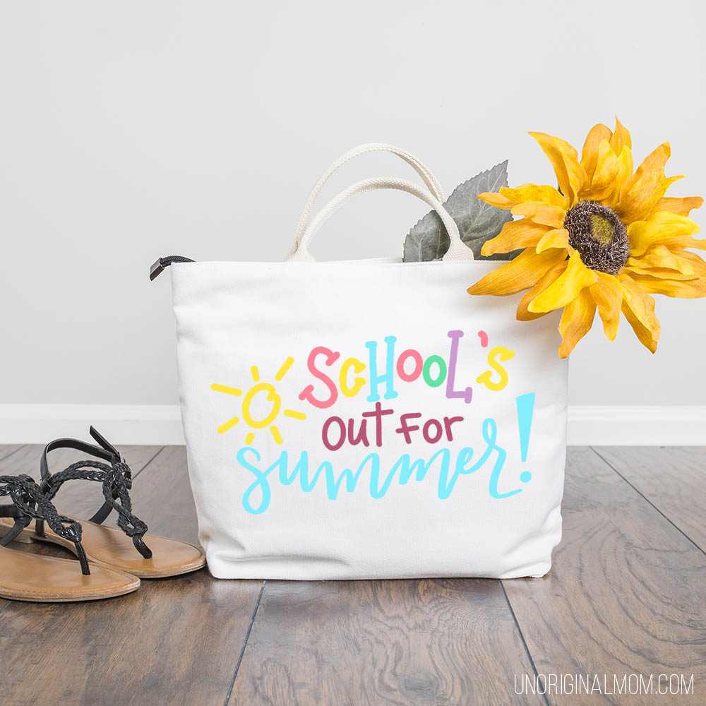 School's out for summer cut file - use this hand lettered SVG to make a great end of the year teacher gift with your Silhouette or Cricut! #teachergift 