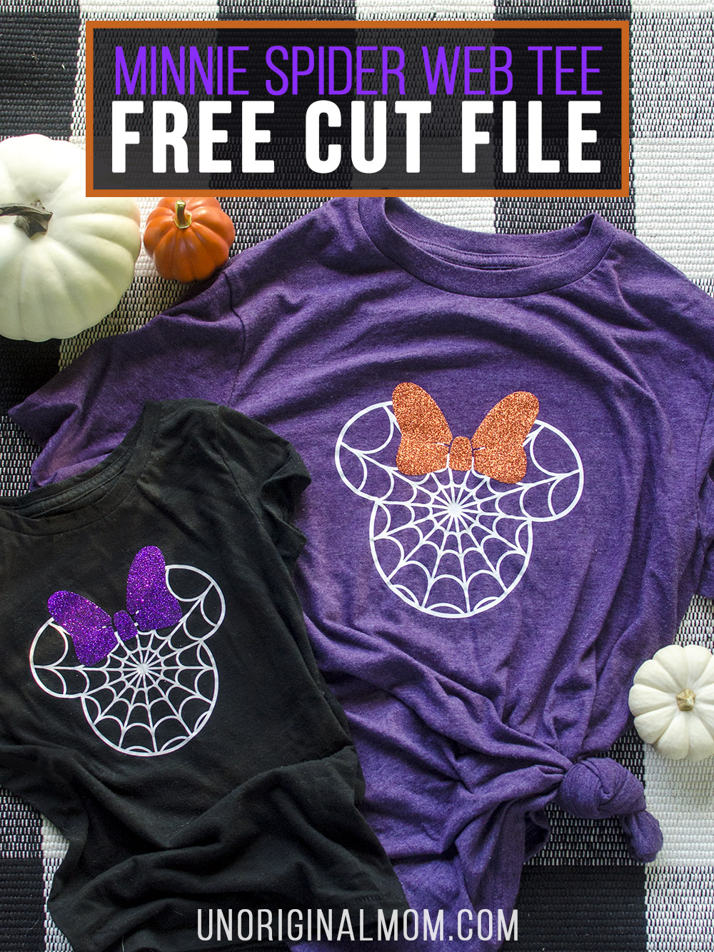 Make your own DIY Disney Halloween Shirt with this free Minnie spider web cut file! Free Disney Halloween SVG for Cricut and Silhouette.