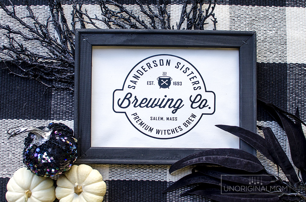 Use this Sanderson Sisters Brewing Co design to make a reverse canvas Halloween sign or a fun Hocus Pocus t-shirt! #svg #freecutfile #hocuspocus