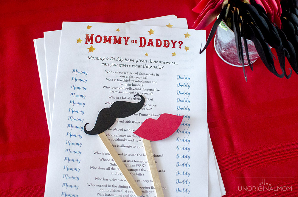 Mommy or Daddy baby shower game