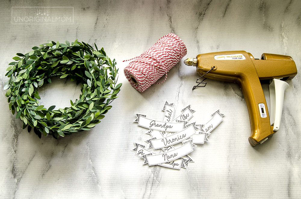 Supplies - Use your Silhouette to sketch and cut these simple DIY Mini wreath gift tags for Christmas!