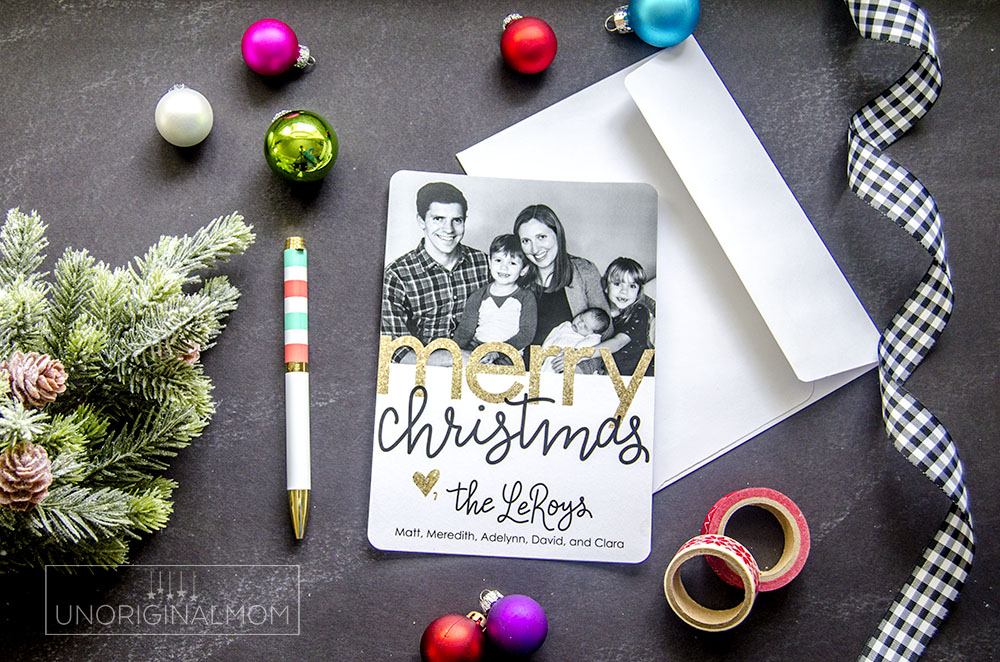 Use your Silhouette to print-and-cut a simple overlay to add to your family photo Christmas cards! Here's a full tutorial. #silhouettechristmascards #printandcut