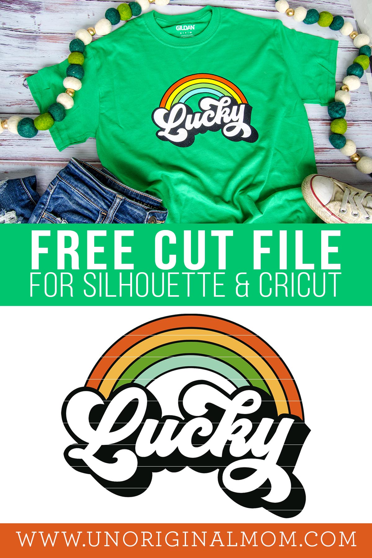 Free St. Patrick's Day SVG - includes a cut file for Silhouette and Cricut! Super fun retro "lucky" design, perfect for a graphic tee!
