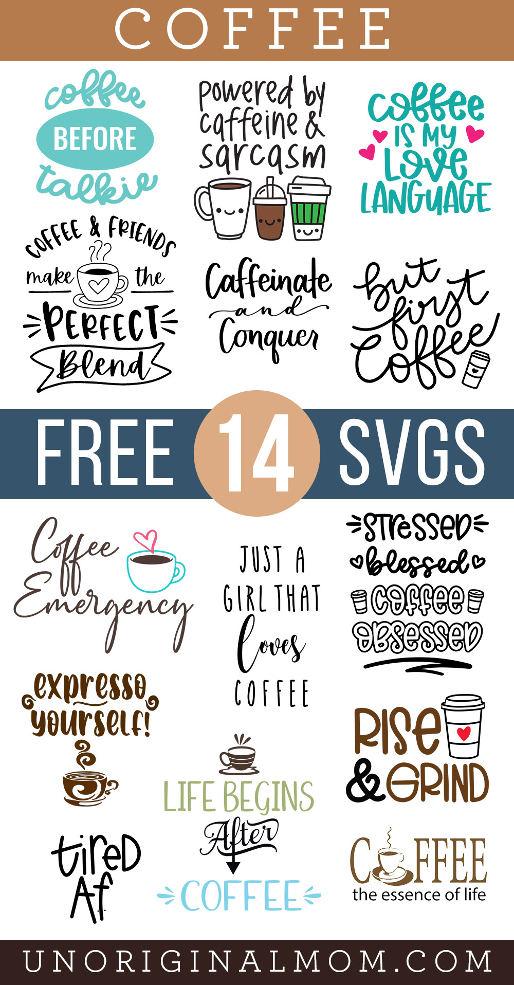 14 Free Coffee SVGs - use your Silhouette or Cricut to make tons of DIY gifts for coffee lovers!