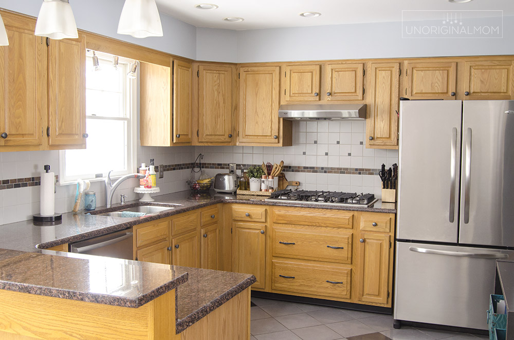 90s orange oak kitchen - before photos