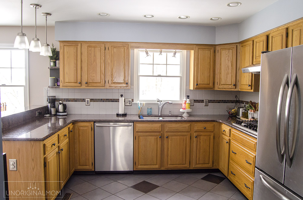 90s orange oak kitchen - before photos