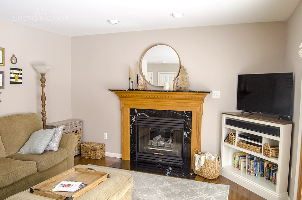 90s builder grade fireplace - before photos