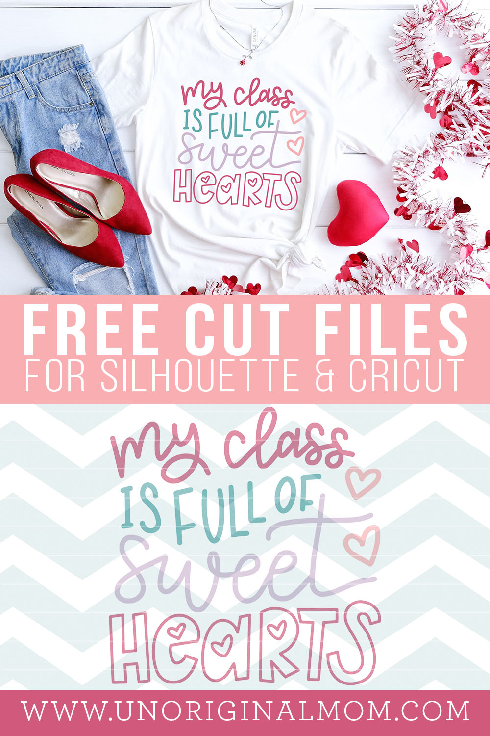 Hand lettered "My Class is Full of Sweethearts" SVG for Silhouette and Cricuts - perfect to make a DIY teacher Valentine's Day shirt!
