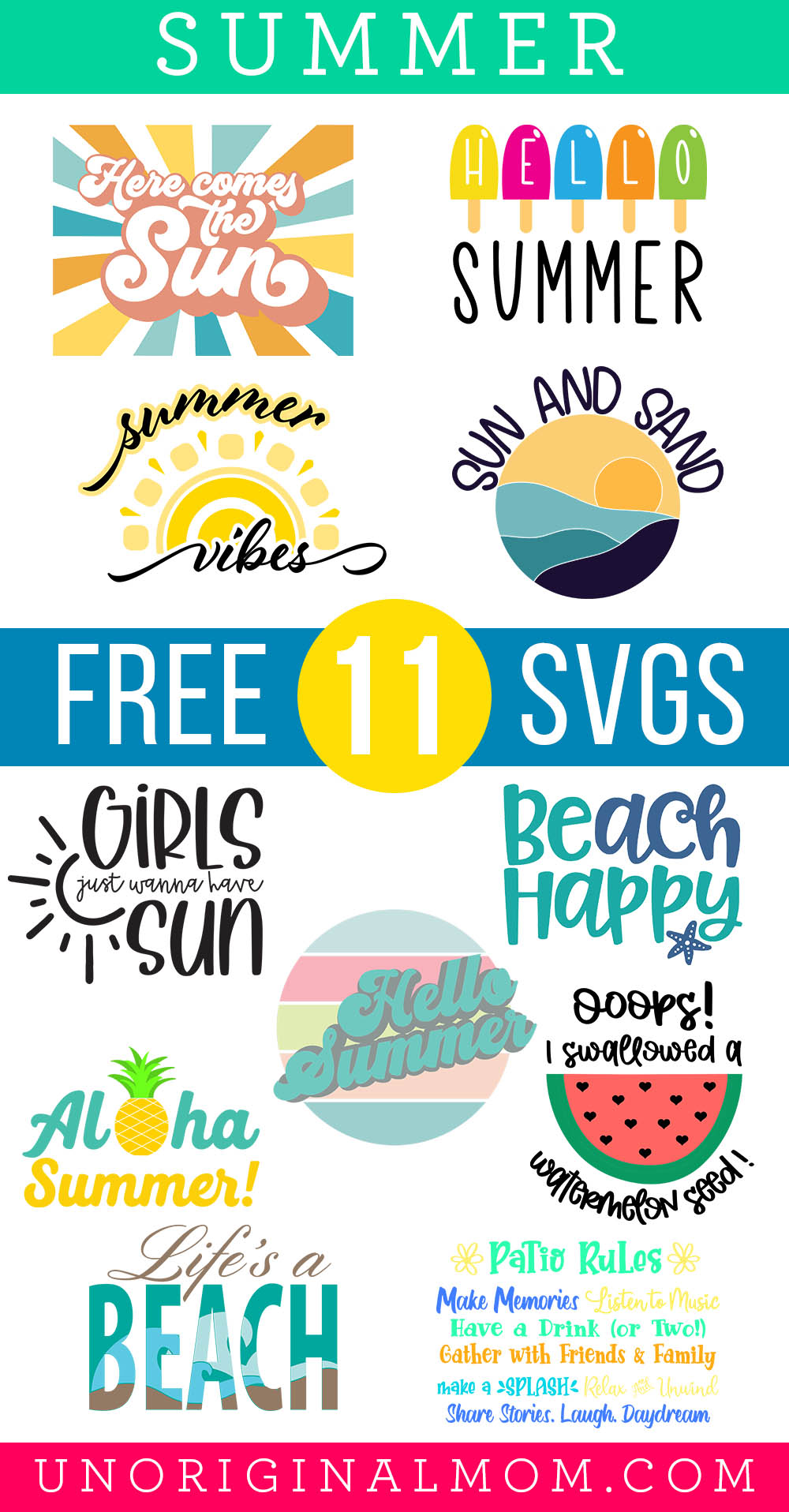 Free Summer SVGs for your Silhouette or Cricut - perfect for summer tees and tanks, beach bags, summer decor, and more!