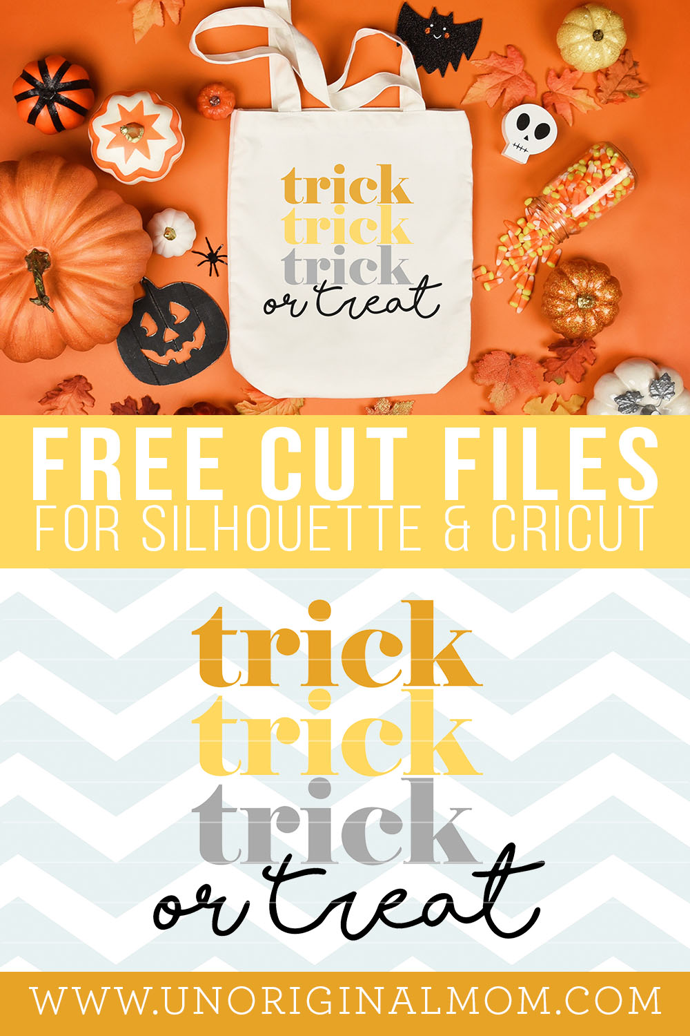 Free Trick or Treat SVG for Cricut and Silhouette! Love this retro typography look for a DIY Halloween tshirt or tote bag.