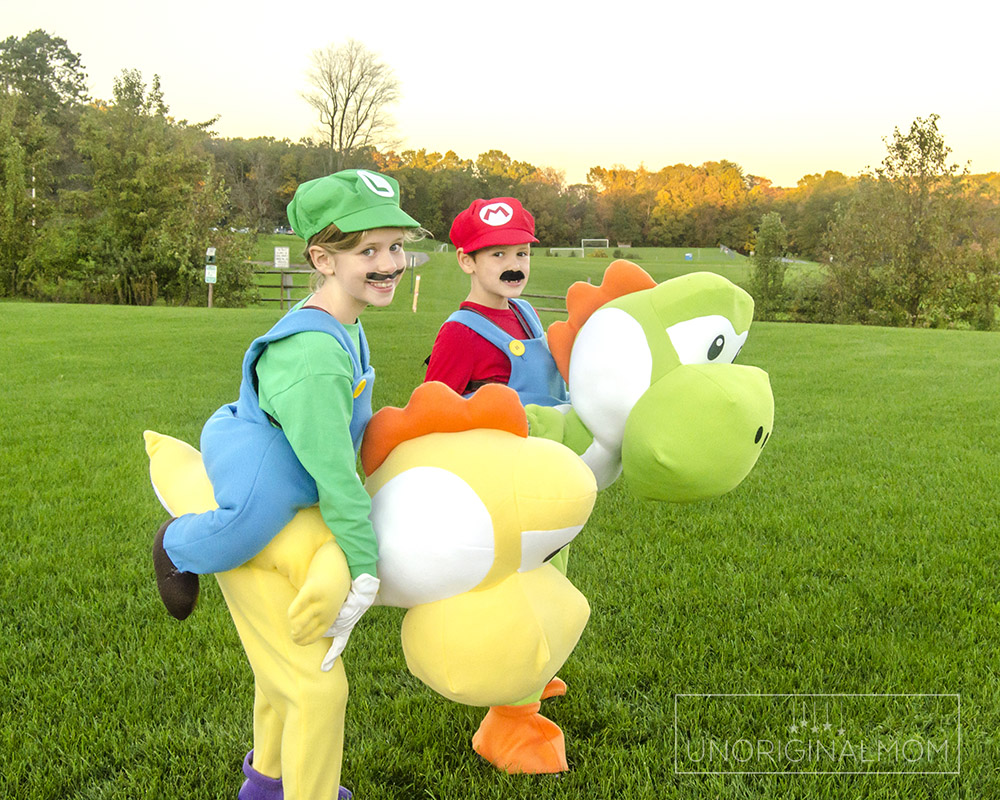 Epic handmade mario riding yoshi and luigi riding yoshi halloween costumes!