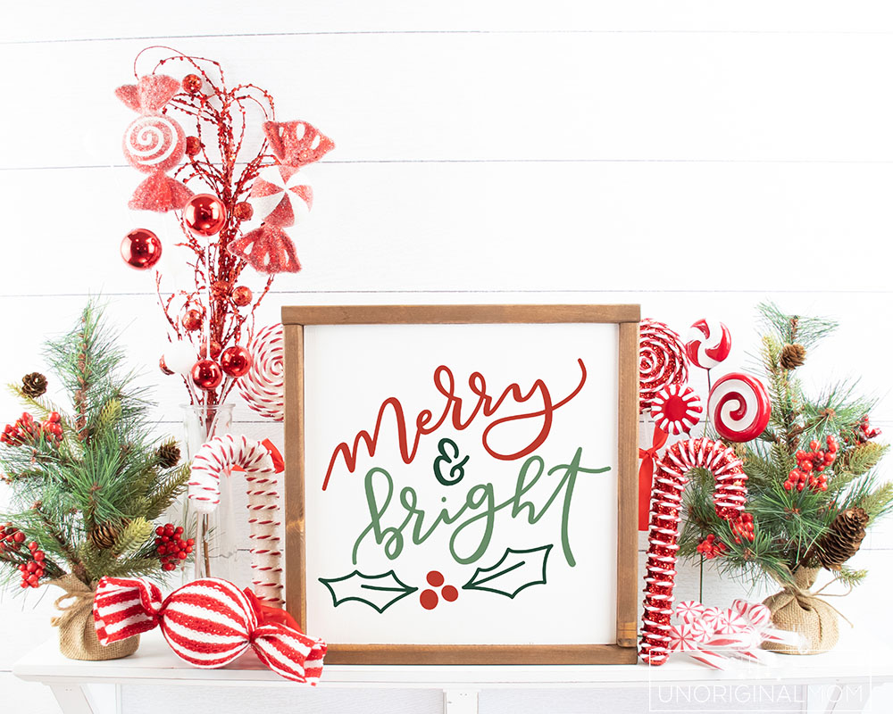 Free hand lettered Merry and Bright SVG for Silhouette and Cricut machines!